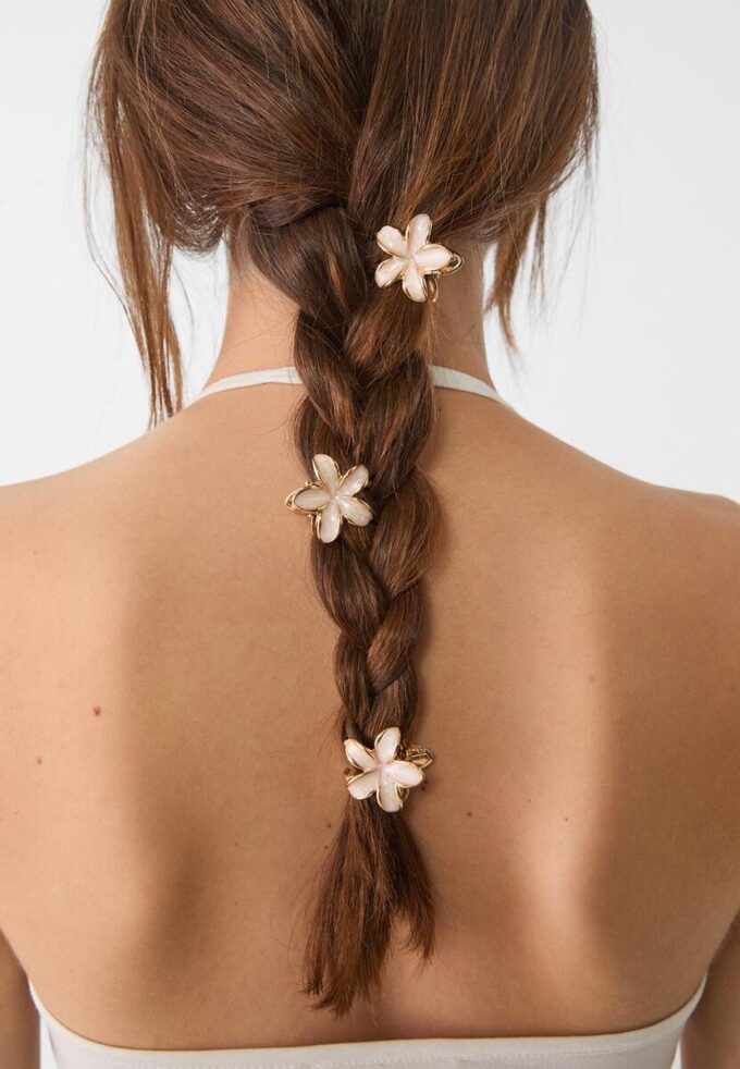 Sett med 6 mini blomsterhårspenner