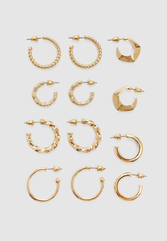 Sett med 6 par enkle øreringer