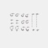 Sett med 9 hjerte- og hoop-øreringer