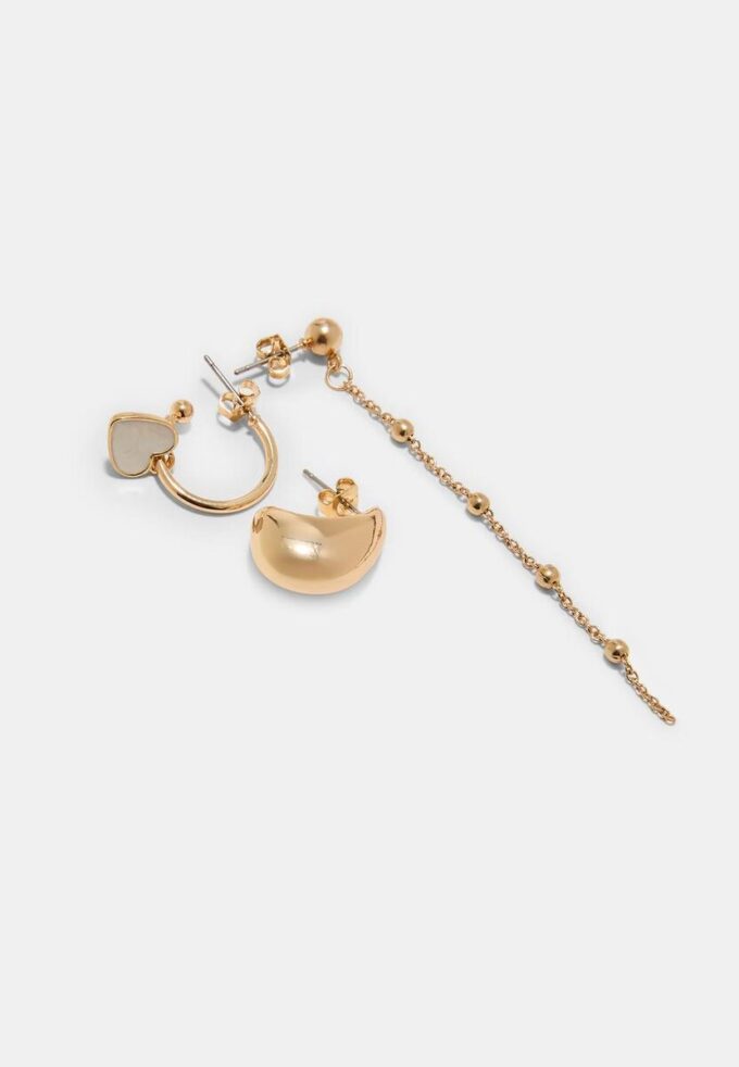 Sett med 9 hjerte- og hoop-øreringer