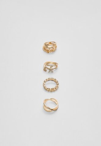 Sett med 9 sommerfugl- og rhinestone-ringer