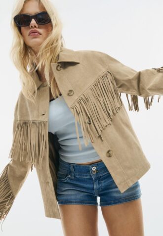 Skinnjakke med frynser