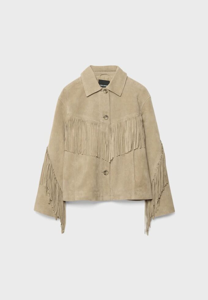 Skinnjakke med frynser