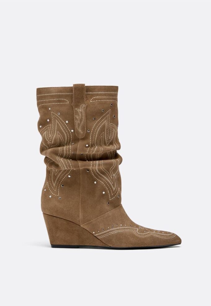 Skinnstøvler med kilehæl