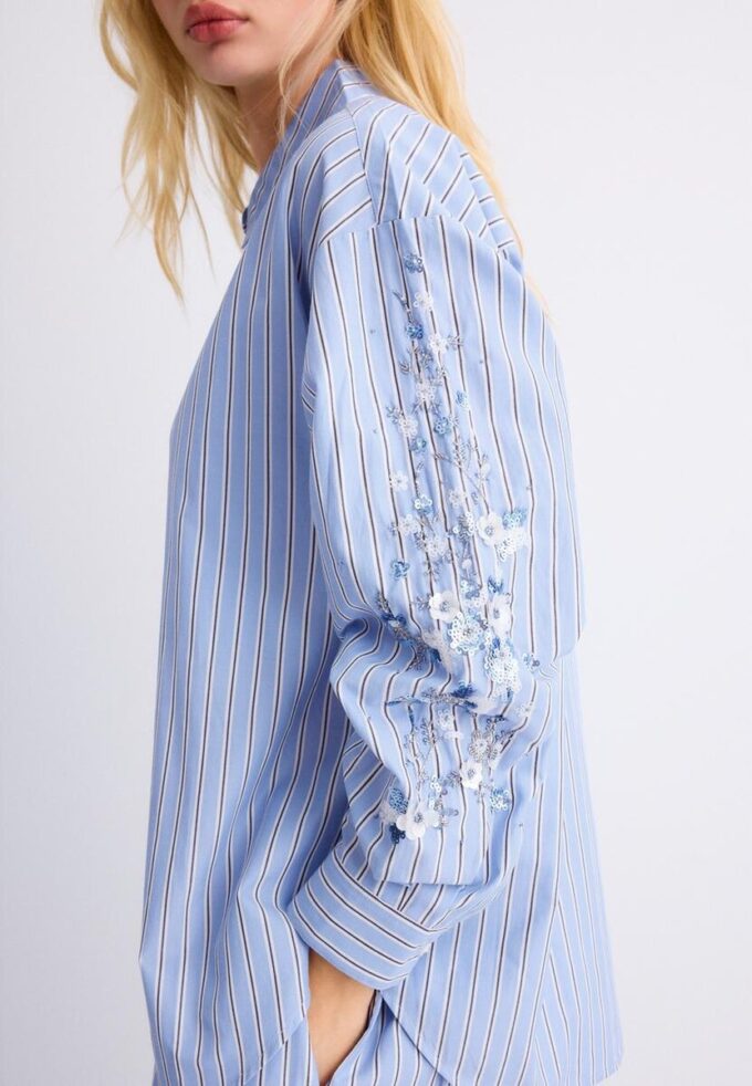 Skjorte med broderte ermer