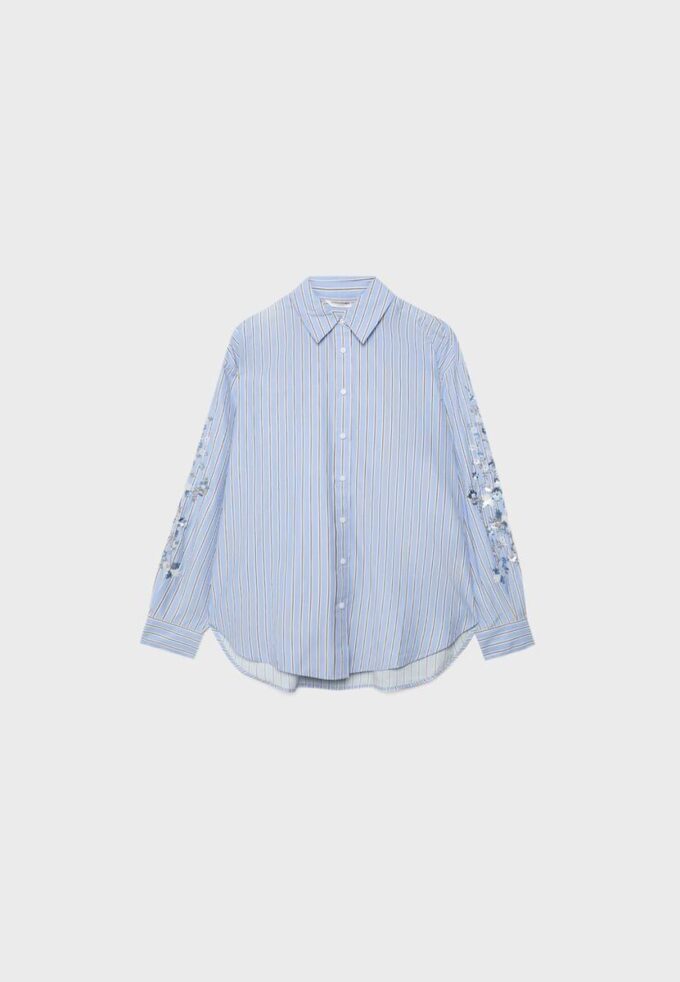 Skjorte med broderte ermer