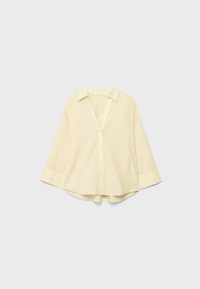 Skjorte med kimonoermer i lin-look
