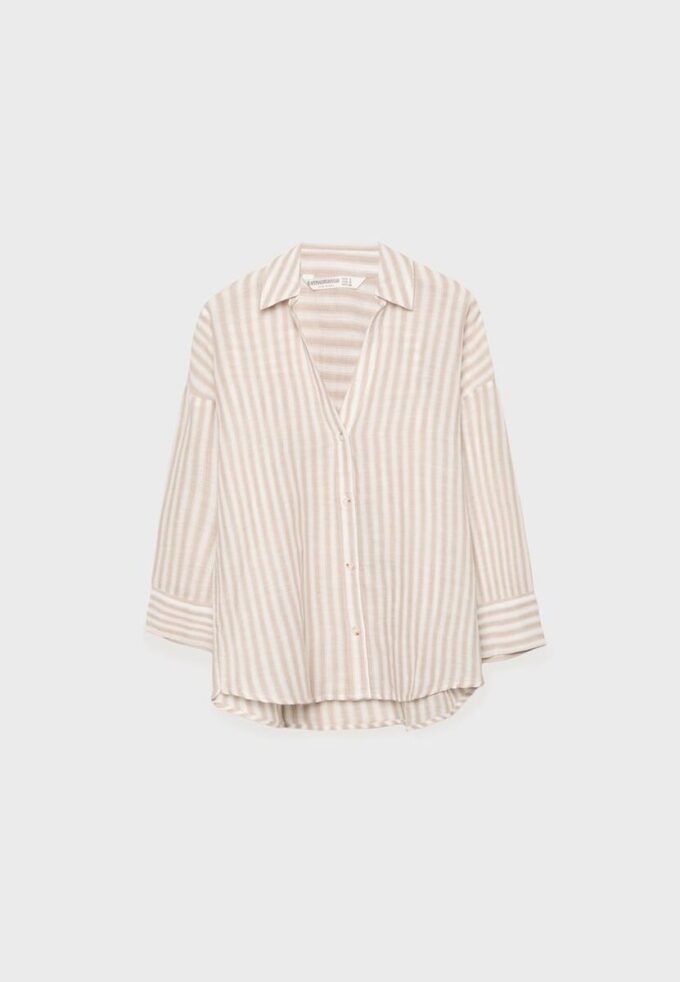 Skjorte med kimonoermer i lin-look