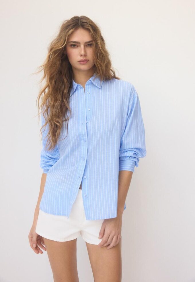 Skjorte med lin-effekt