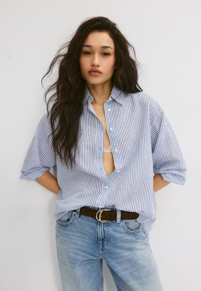 Skjorte med lin-effekt