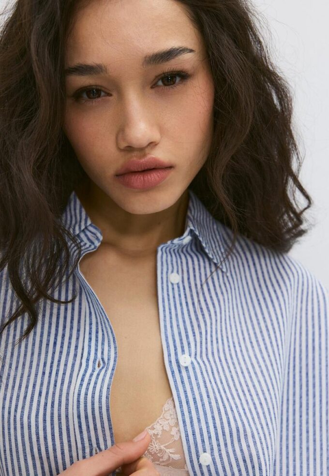 Skjorte med lin-effekt