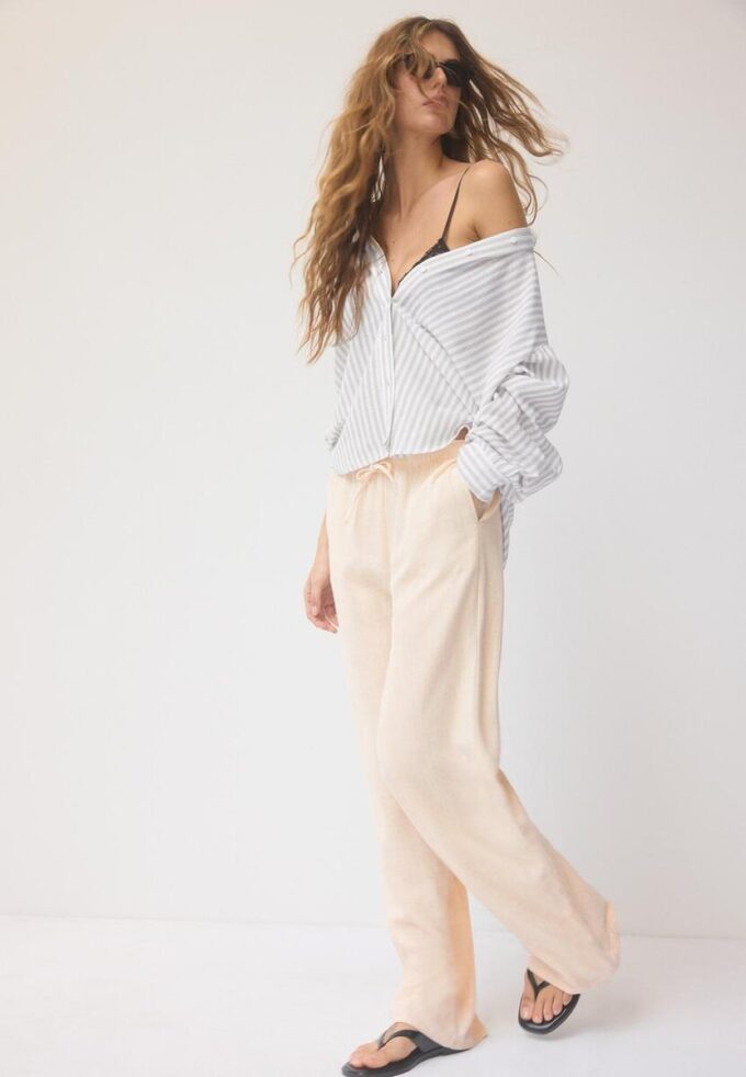 Skjorte med lin-effekt