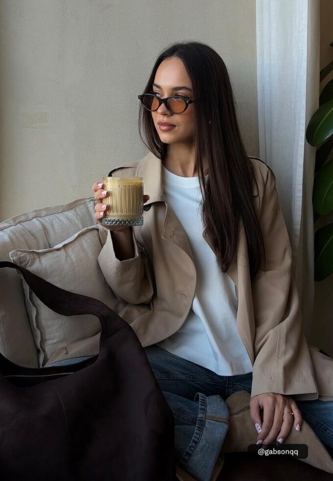 Skulderveske i imitert semsket skinn