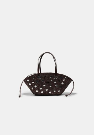 Skulderveske i kurv med paljetter
