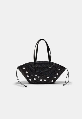 Skulderveske i kurv med paljetter