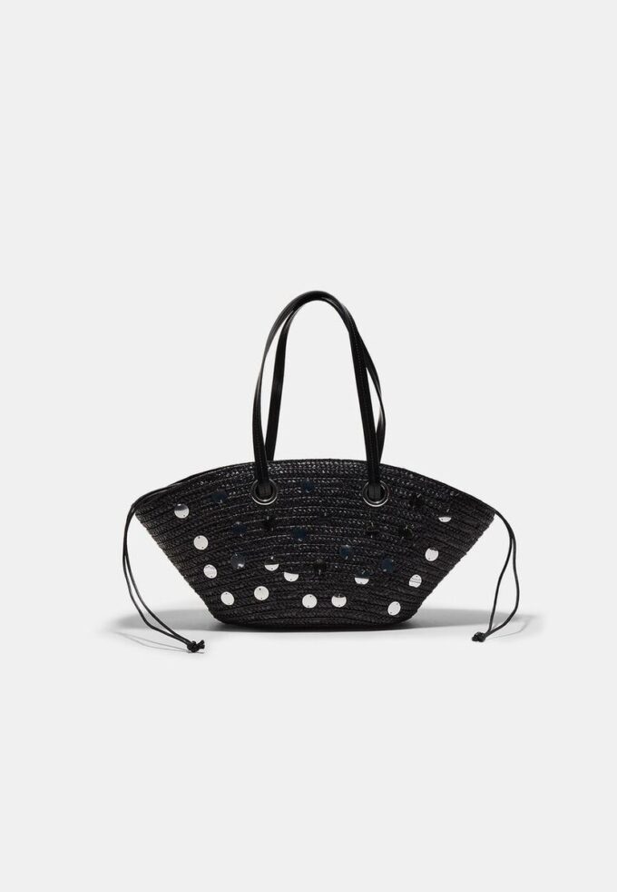 Skulderveske i kurv med paljetter
