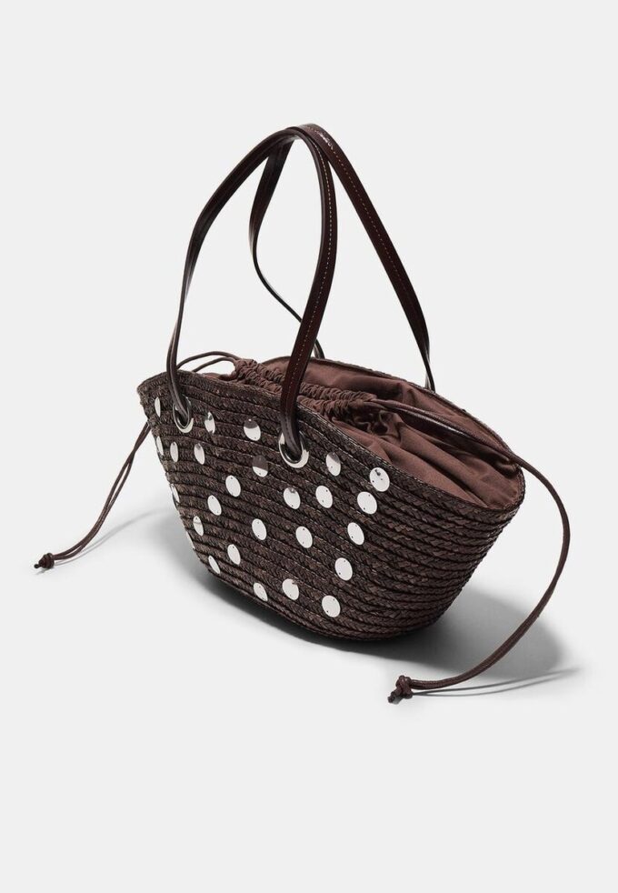 Skulderveske i kurv med paljetter