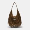 Skulderveske med frynser og spenne