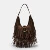 Skulderveske med frynser og spenne