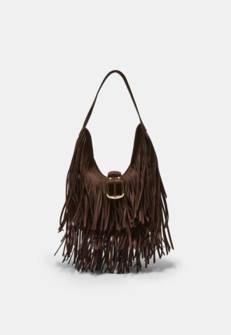 Skulderveske med frynser og spenne