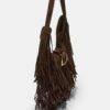 Skulderveske med frynser og spenne