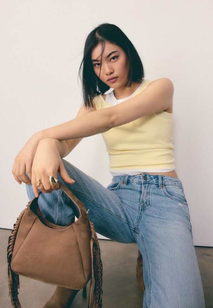 Skulderveske med frynser på siden