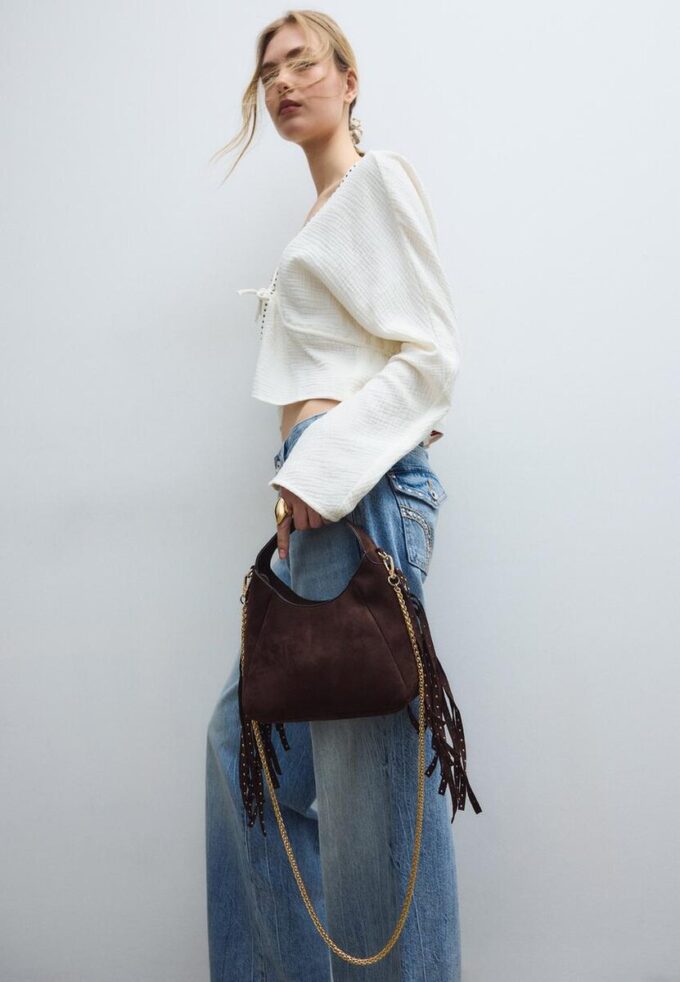 Skulderveske med frynser på siden