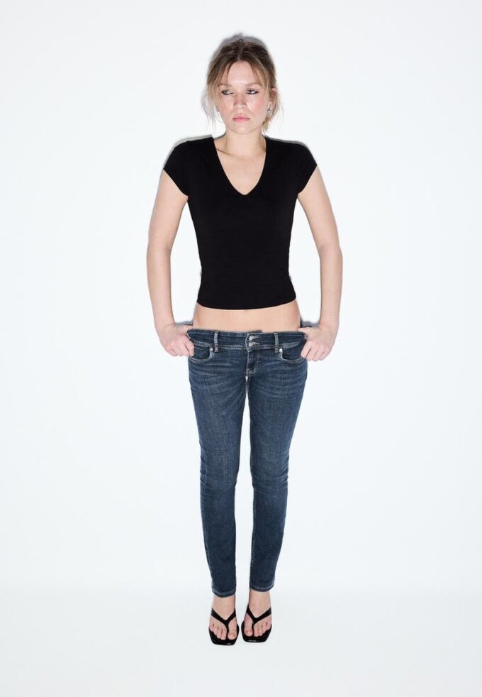 Slim fit-jeans med lav midje