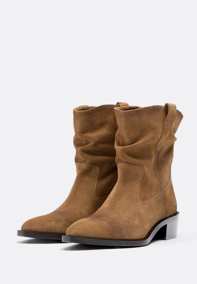 Slouchy cowboy-ankelstøvler i skinn