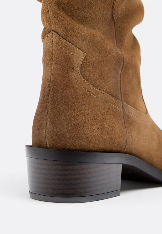 Slouchy cowboy-ankelstøvler i skinn