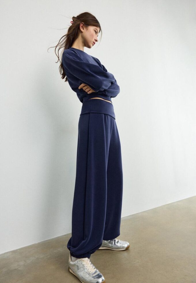 Soft-Touch Balloon joggebukse med oppbrettbar linning