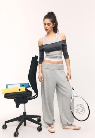 Soft-Touch Balloon joggebukse med oppbrettbar linning