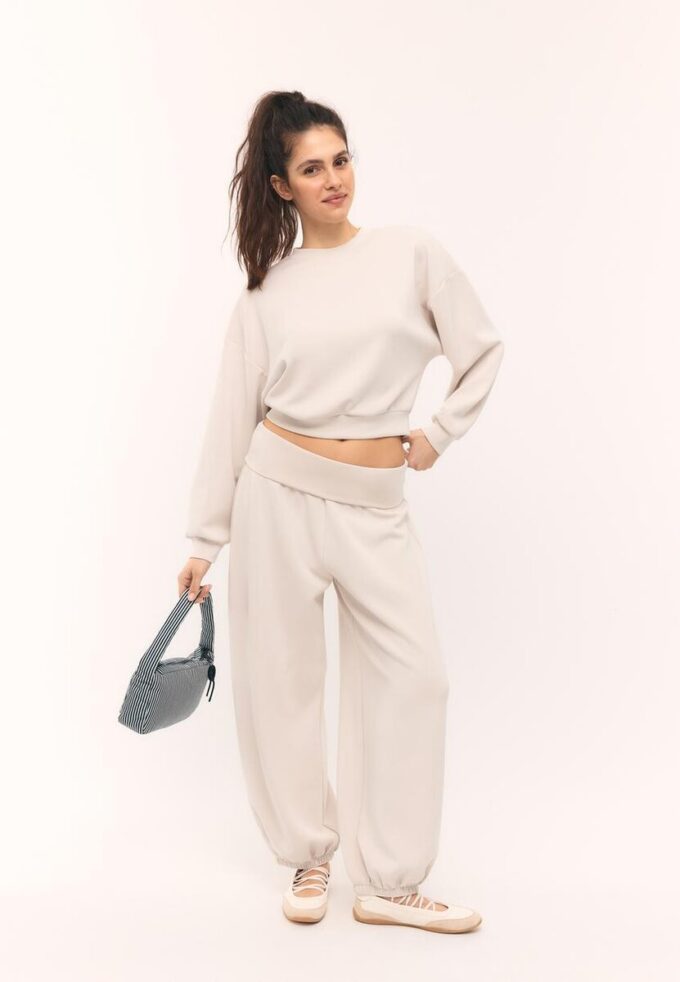 Soft-Touch Balloon joggebukse med oppbrettbar linning