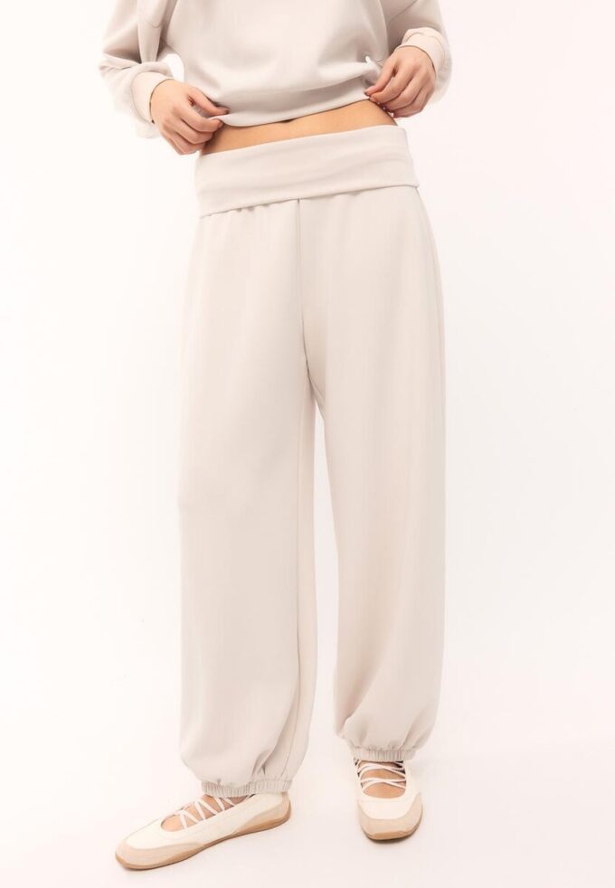 Soft-Touch Balloon joggebukse med oppbrettbar linning