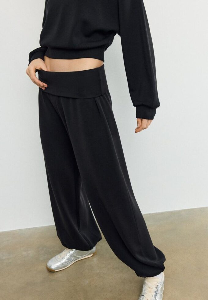 Soft-Touch Balloon joggebukse med oppbrettbar linning