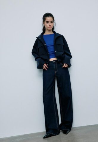 Soft-Touch-bomberjakke med lommer