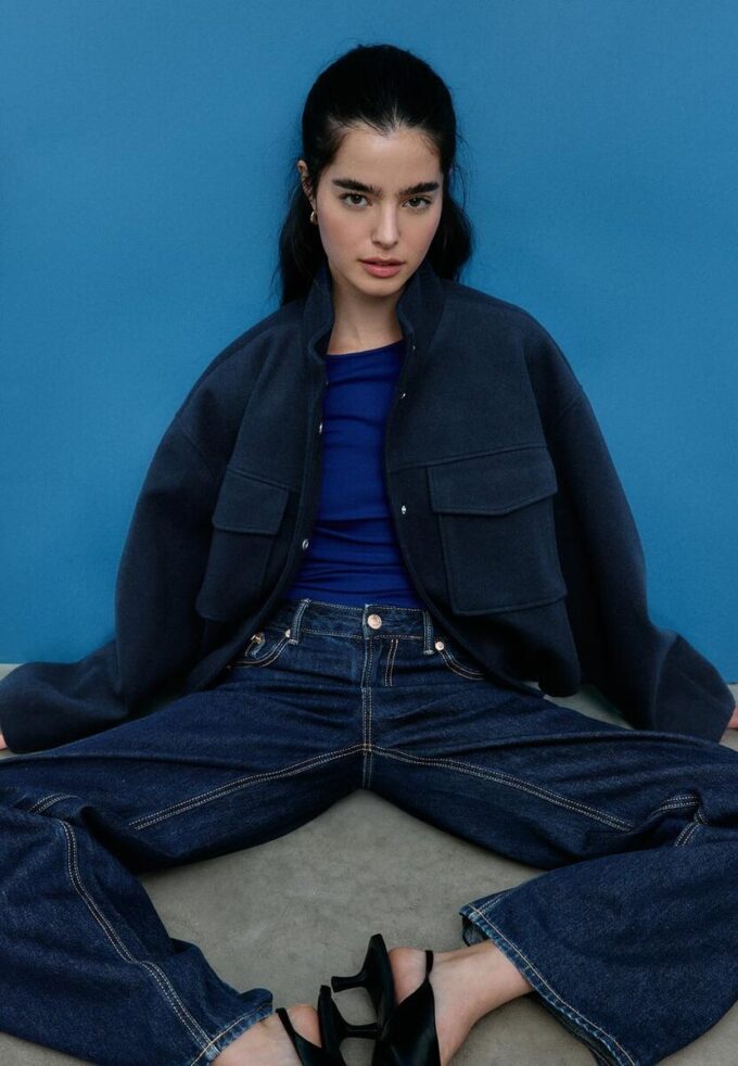 Soft-Touch-bomberjakke med lommer