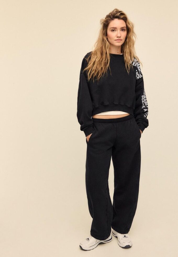 Soft-Touch-fleece-bukser med syrevask