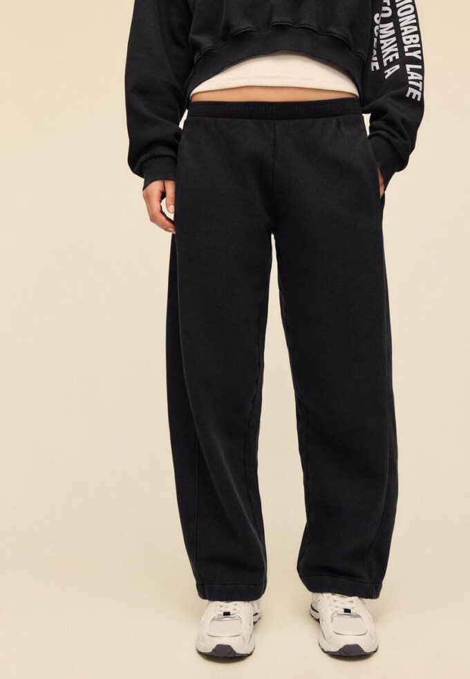 Soft-Touch-fleece-bukser med syrevask