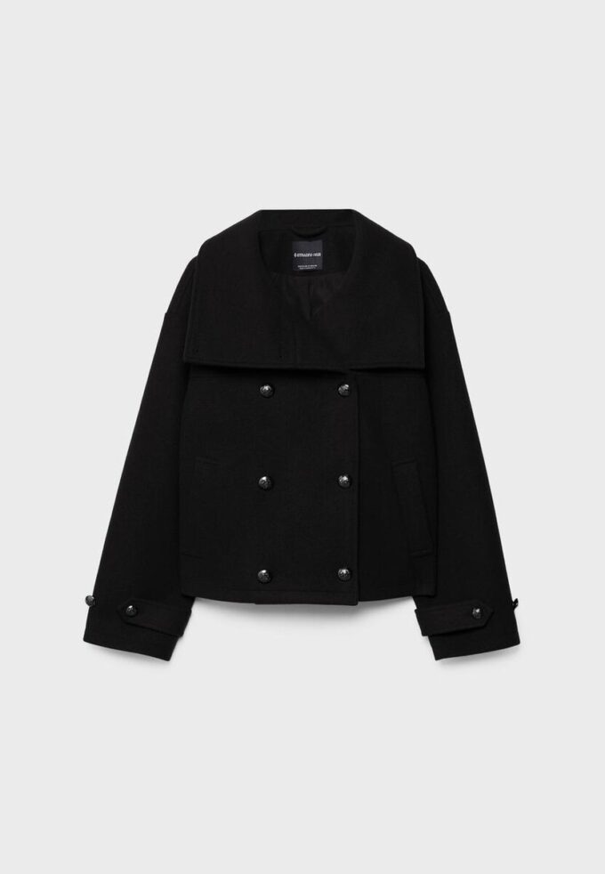 Soft-Touch-jakke med krysset snitt og høy hals