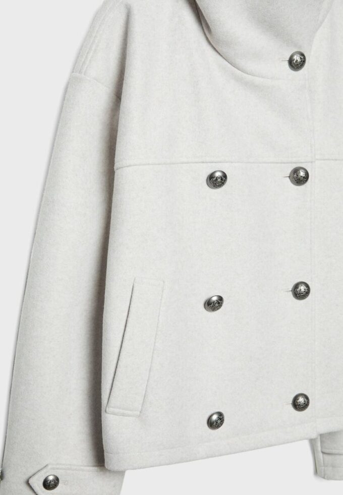 Soft-Touch-jakke med krysset snitt og høy hals