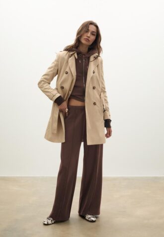 Soft-Touch joggebukse med Wide Leg og sømdetaljer foran