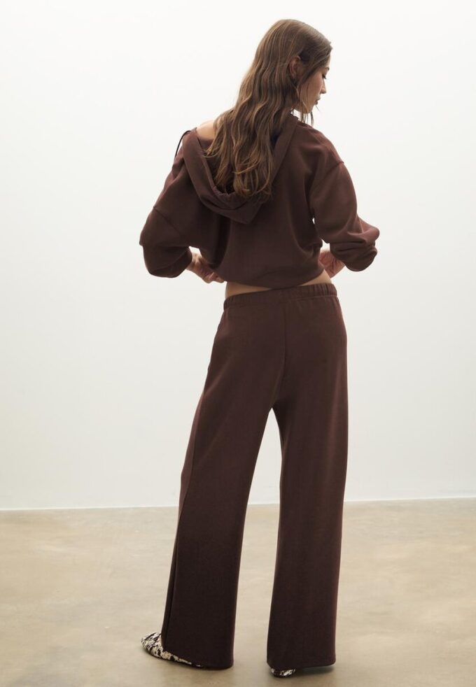 Soft-Touch joggebukse med Wide Leg og sømdetaljer foran