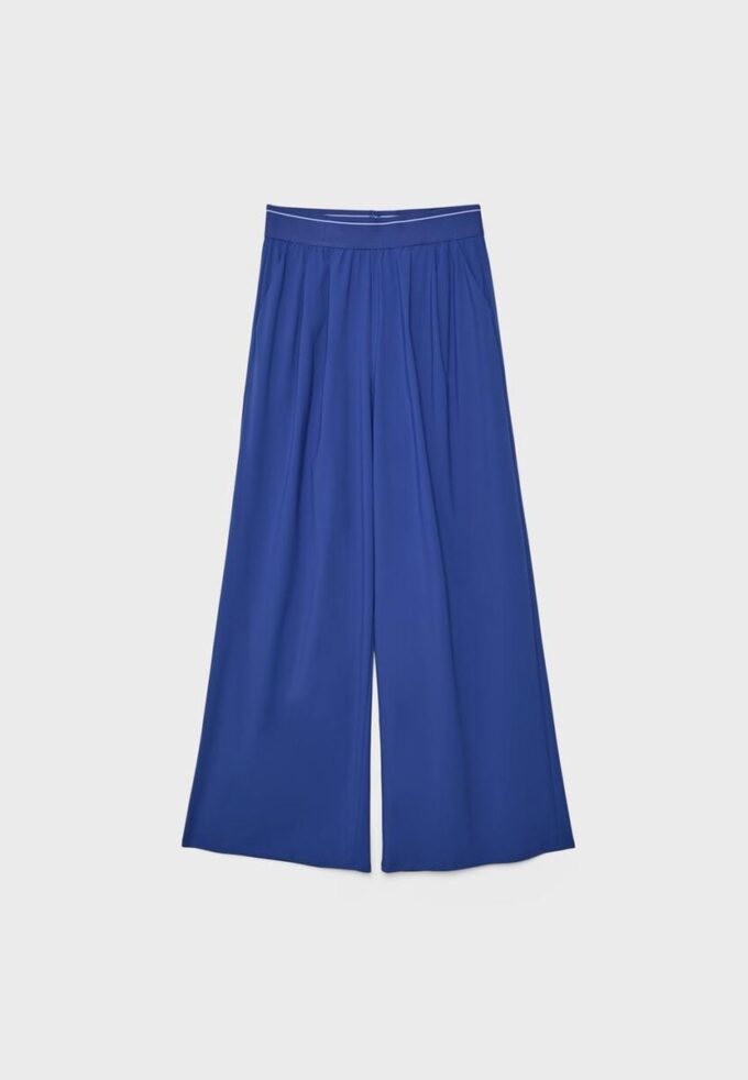 Soft-Touch-palazzo-joggebukse med elastisk linning og myk overflate