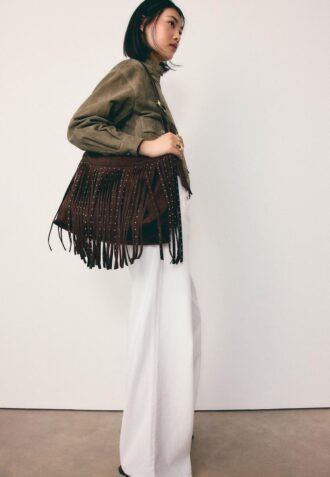 Soft-Touch skulderveske med frynser