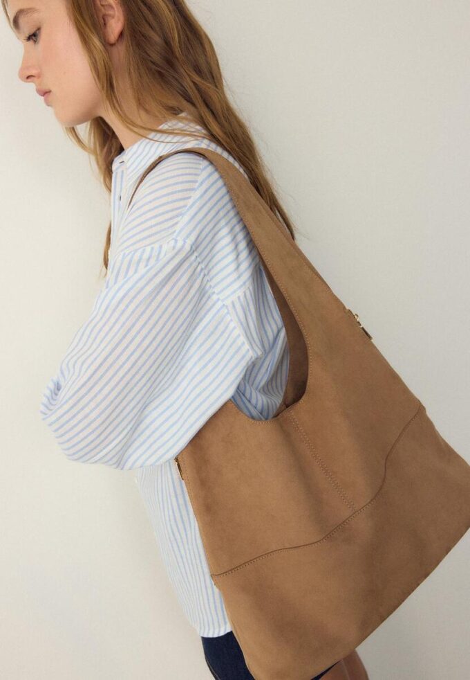 Soft-Touch skulderveske med glidelåser