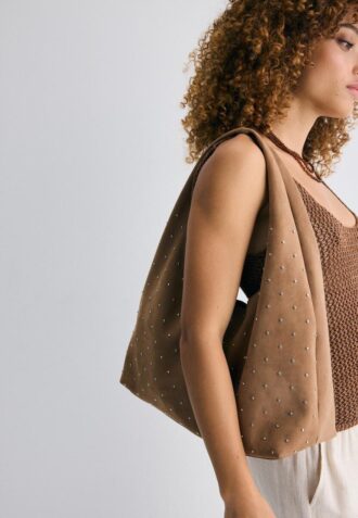 Soft-Touch-skulderveske med rhinestones