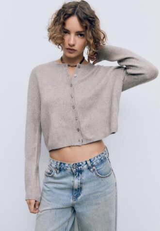 Soft-Touch strikket cardigan med knapper