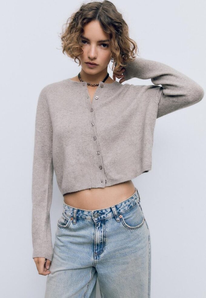 Soft-Touch strikket cardigan med knapper