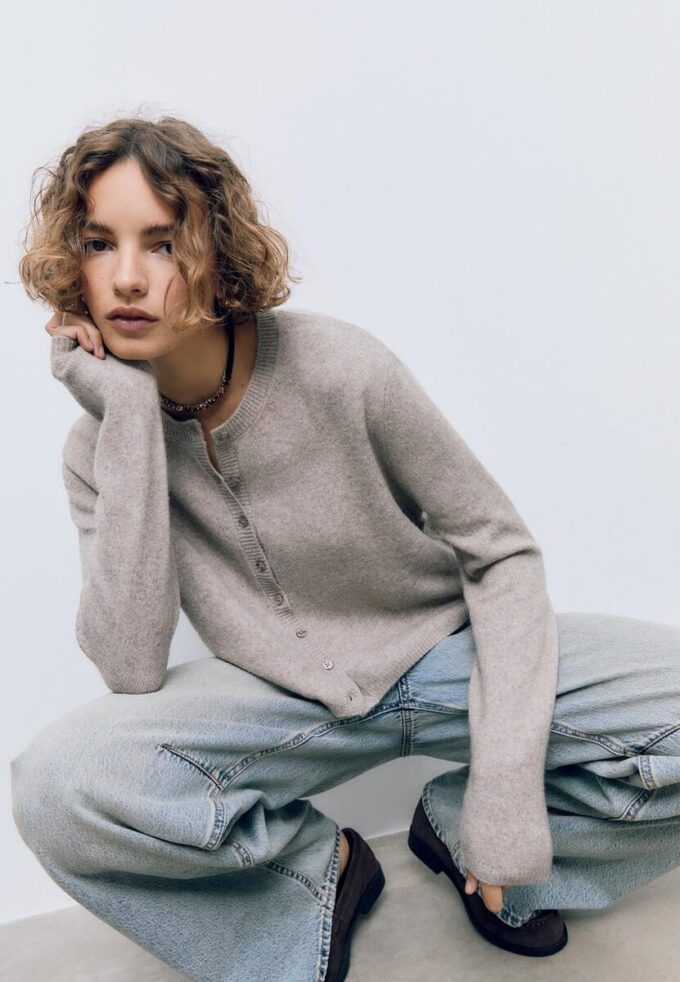 Soft-Touch strikket cardigan med knapper